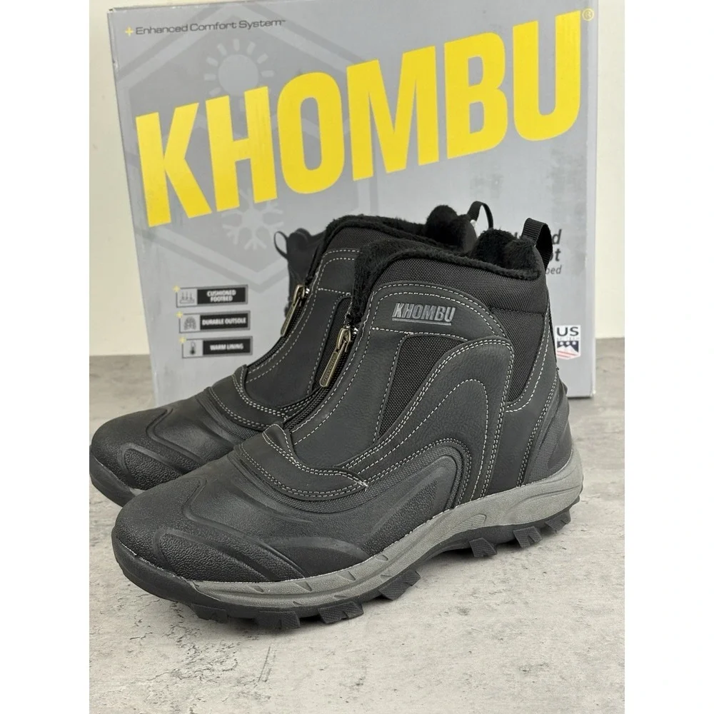 New Khombu Mens' Black Mason Hybrid Winter Boot With Cushioned Footbed Size 9